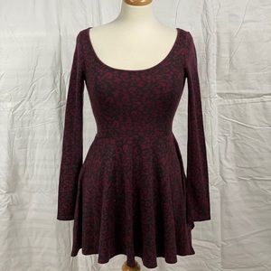 Long Sleeve Cat Print Dress